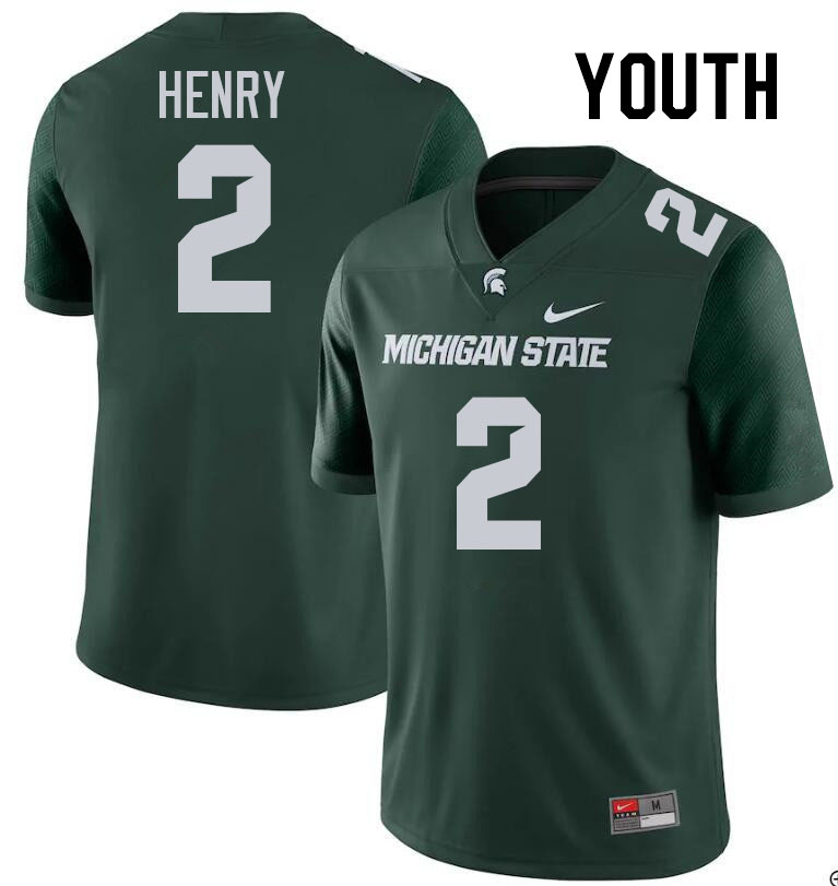 Youth #2 Tyrell Henry Michigan State Spartans College Football Jerseys Stitched-Green